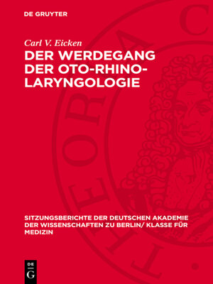 cover image of Der Werdegang der Oto-Rhino-Laryngologie